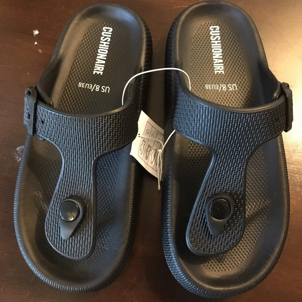 Cushionaire Black Slide Sandals NWT - Picture 4 of 12